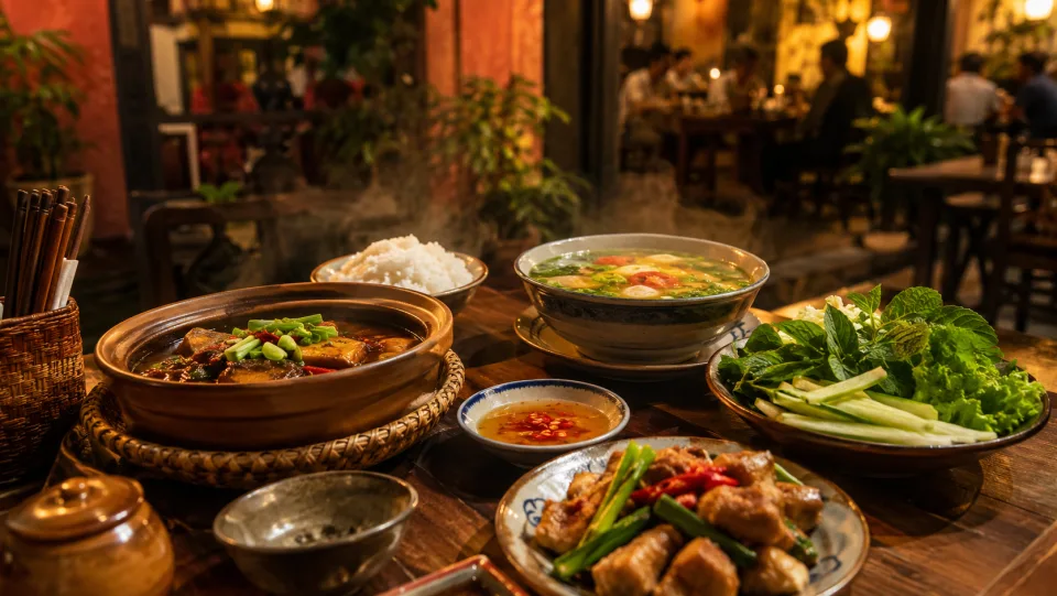 Khu bàn ăn tại Phan Thị Kiên